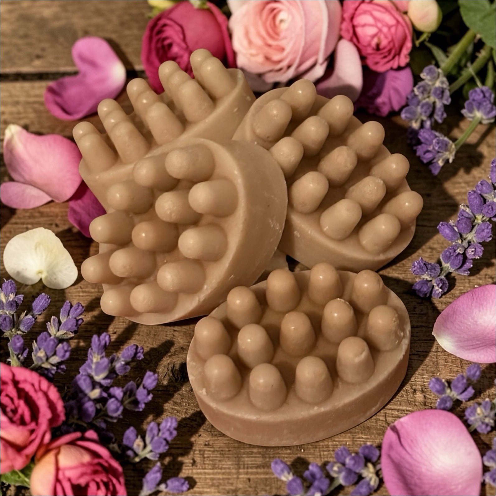 Vanilla Scented Brown Disc Massage Texture Body Bar Soap for Normal Skin