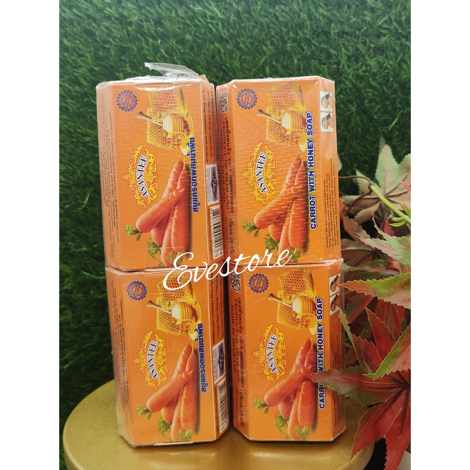 1X Carrot and HONEY Soap Asantee Face And body Anti Acne Wrinkles & Aging125 g