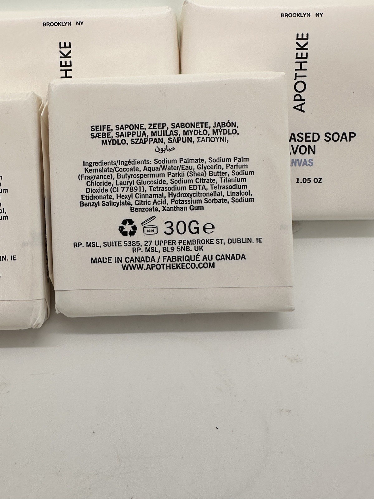 Apotheke Canvas Handmade Soap Bar Handmade All Natural 30g Set of 5 Plant Based