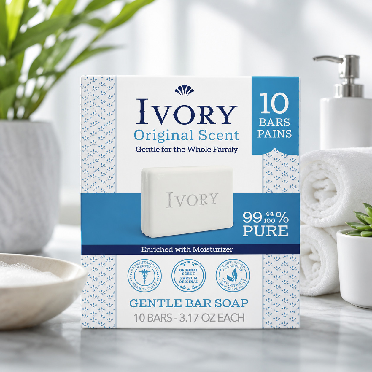 Ivory Gentle Phthalates-Free and Paraben-Free Bar Soap – Original Scent – 3.17oz