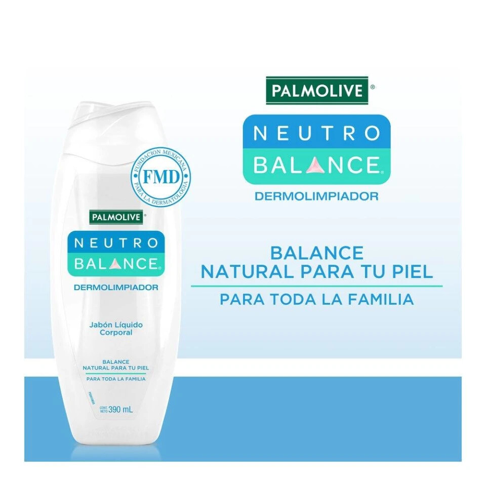 2 X PALMOLIVE NEUTRO BALANCE DERMOLIMPIADOR JABON LIQUIDO CORPORAL 390ml each