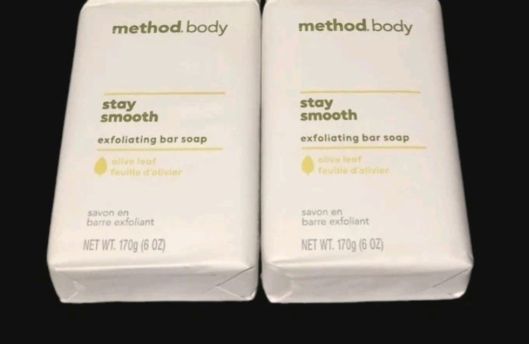 Method Body Stay Smooth Bar Soap Exfoliating x2 Olive Leaf Plant Based Shea