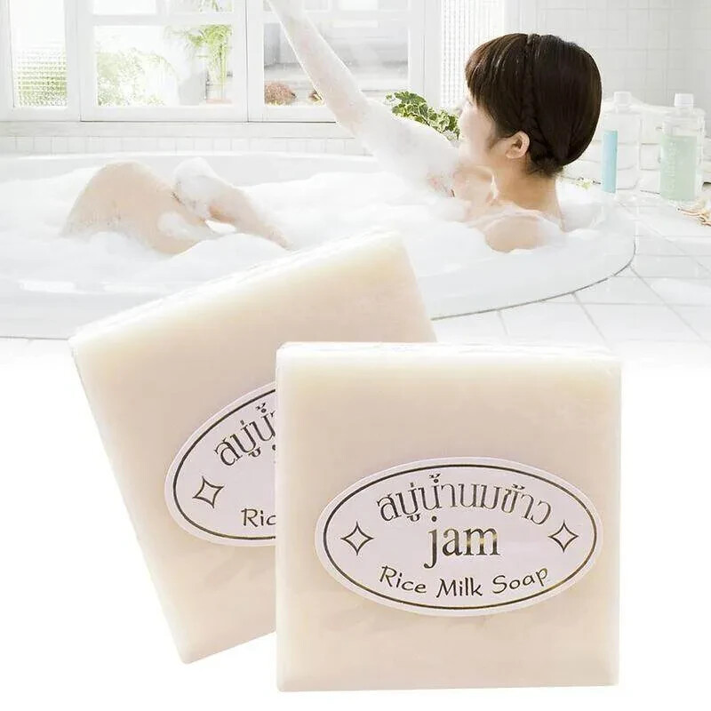 Rice Milk Soap Bar Original Handmade Gluta Collagen For Face and Body 3 X60GRM