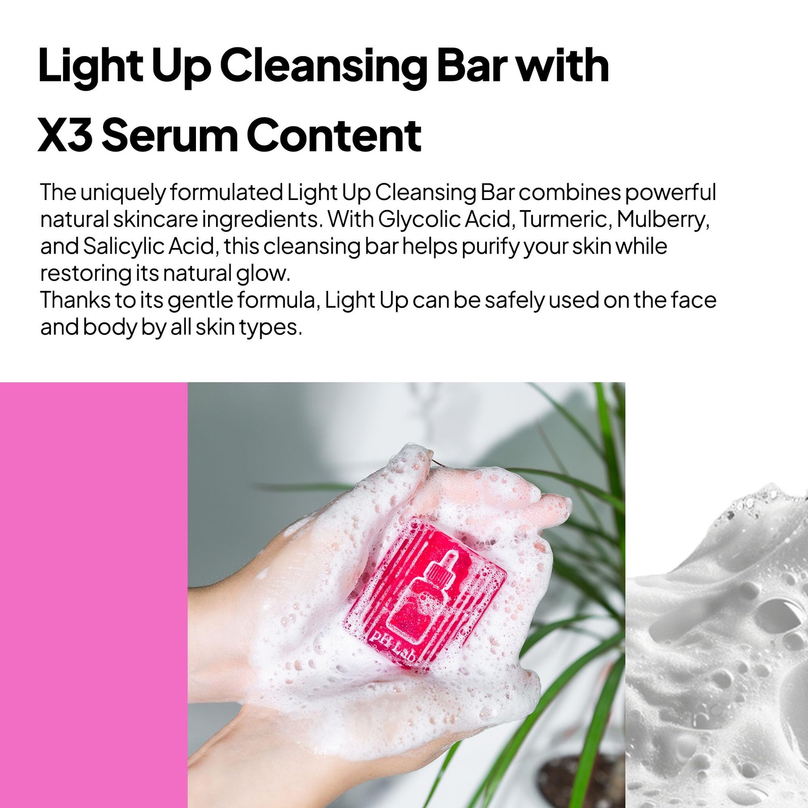 PhLab LightUp Cleansing Bar, Gently Exfoliates, Clean Pores, 1.76 Oz