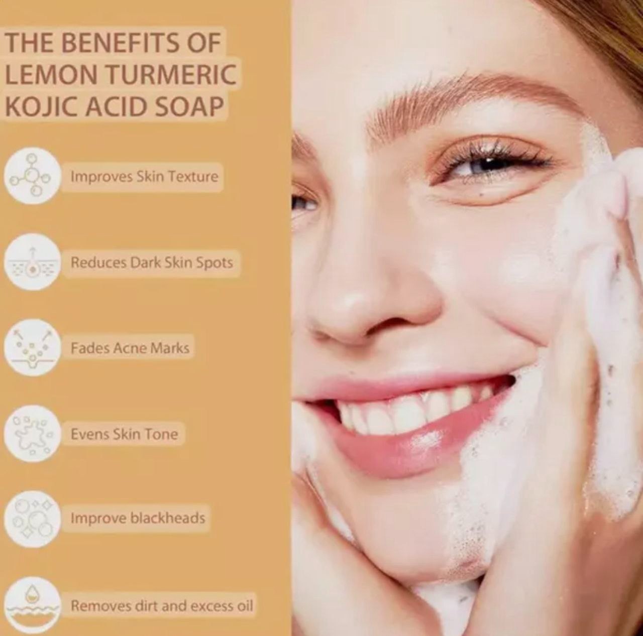 Kojic Acid & Turmeric Soap, Whitening Face & Body Soap, Anti Acne, Removes Scars