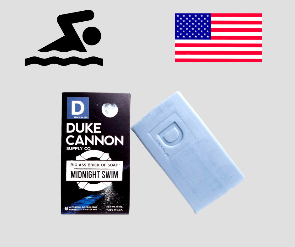 Duke Cannon Midnight Swim Big Ass Brick of Soap Mens 10 oz Benefits USA Vets