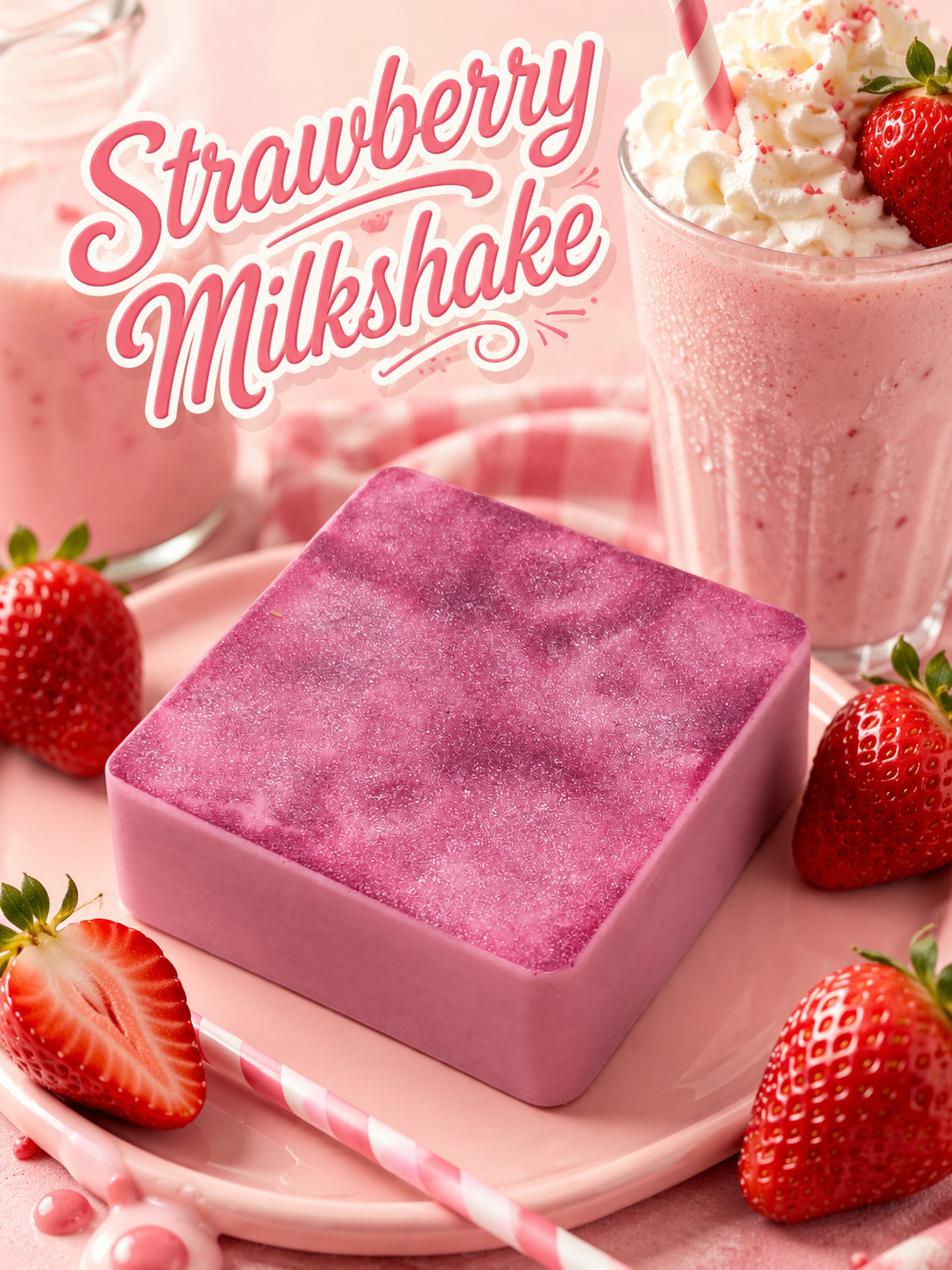 Handcrafted Goat Milk Soap ~ BIG 5 oz Bar ~ Strawberry Milk Shake