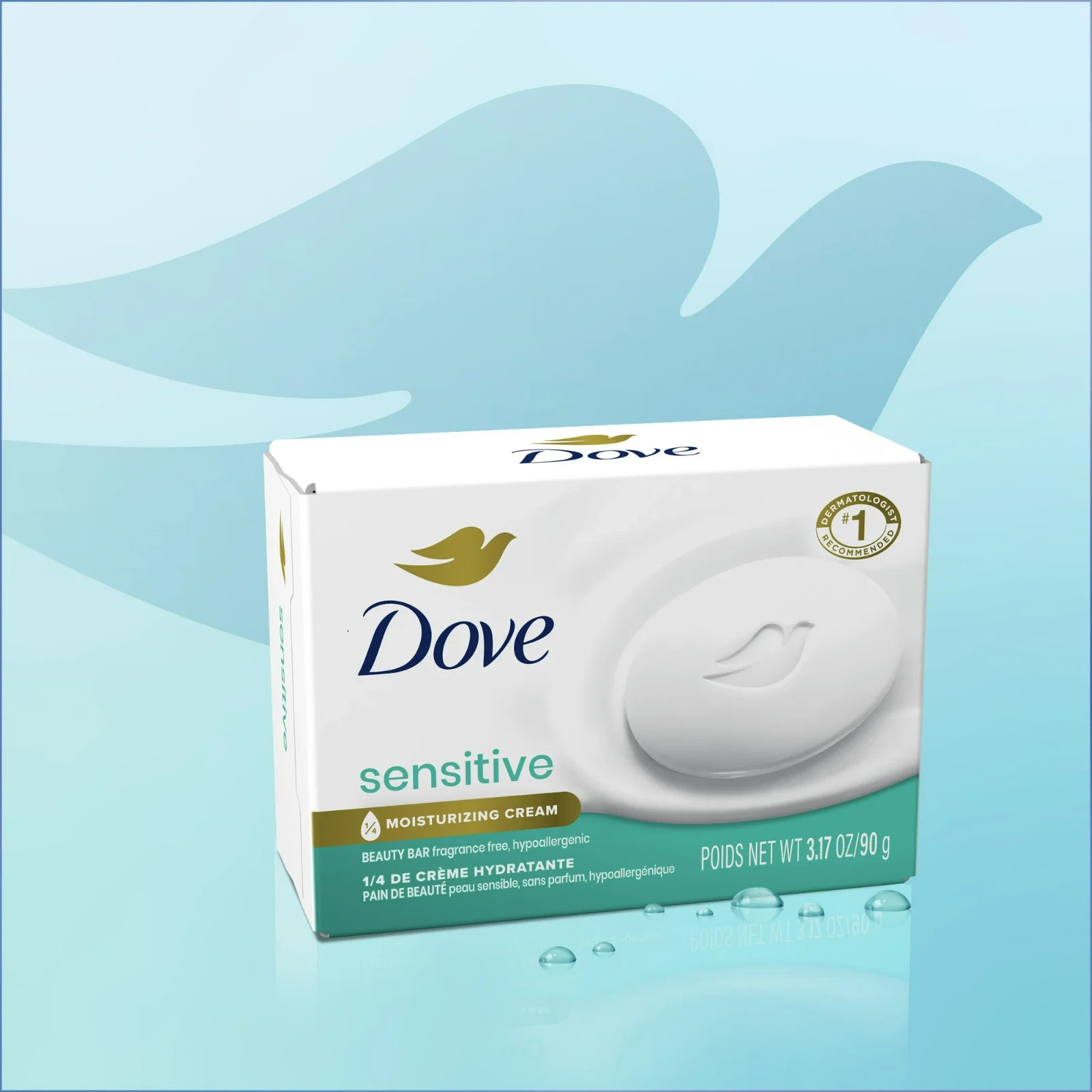 Dove Beauty Bar Soap Sensitive Skin Fragrance Free Hypoallergenic 2.6 oz