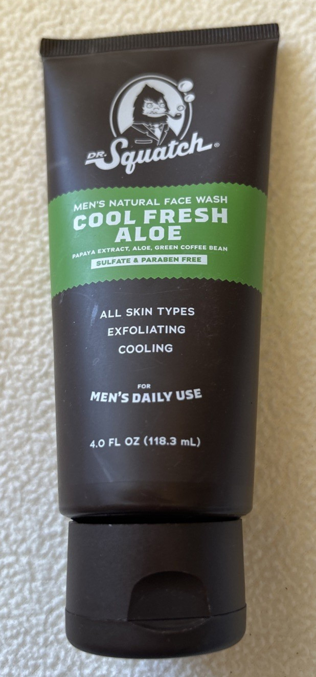 Dr. Squatch Men’s Natural Face Wash Cool Fresh Aloe Daily Use 4oz New Sealed