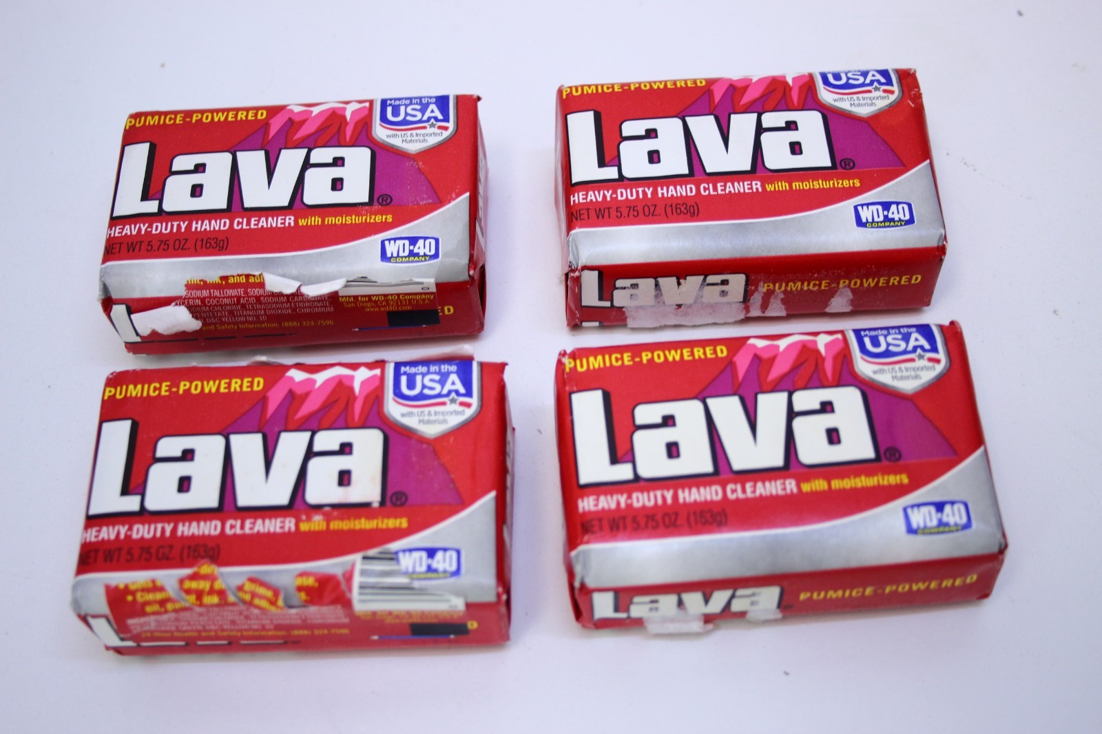 Lava Hand Soap 5.75 oz Bar Heavy Duty Pumice Powered Cleaner, WD40 *FOUR*