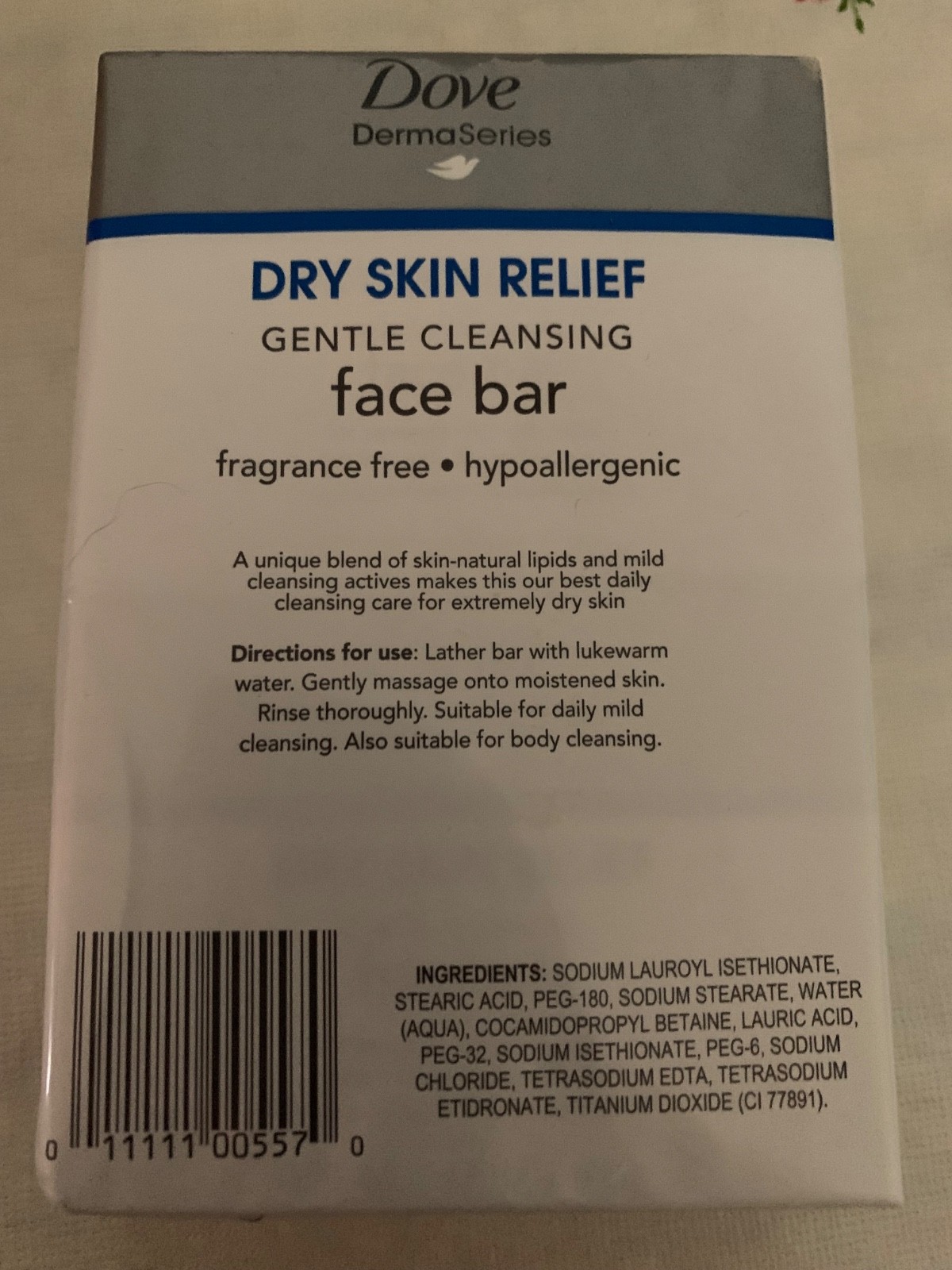 New Two Dove Derma Soap Dry Skin Relief Gentle Cleansing Face Bar 3.52 Oz 6 Bars