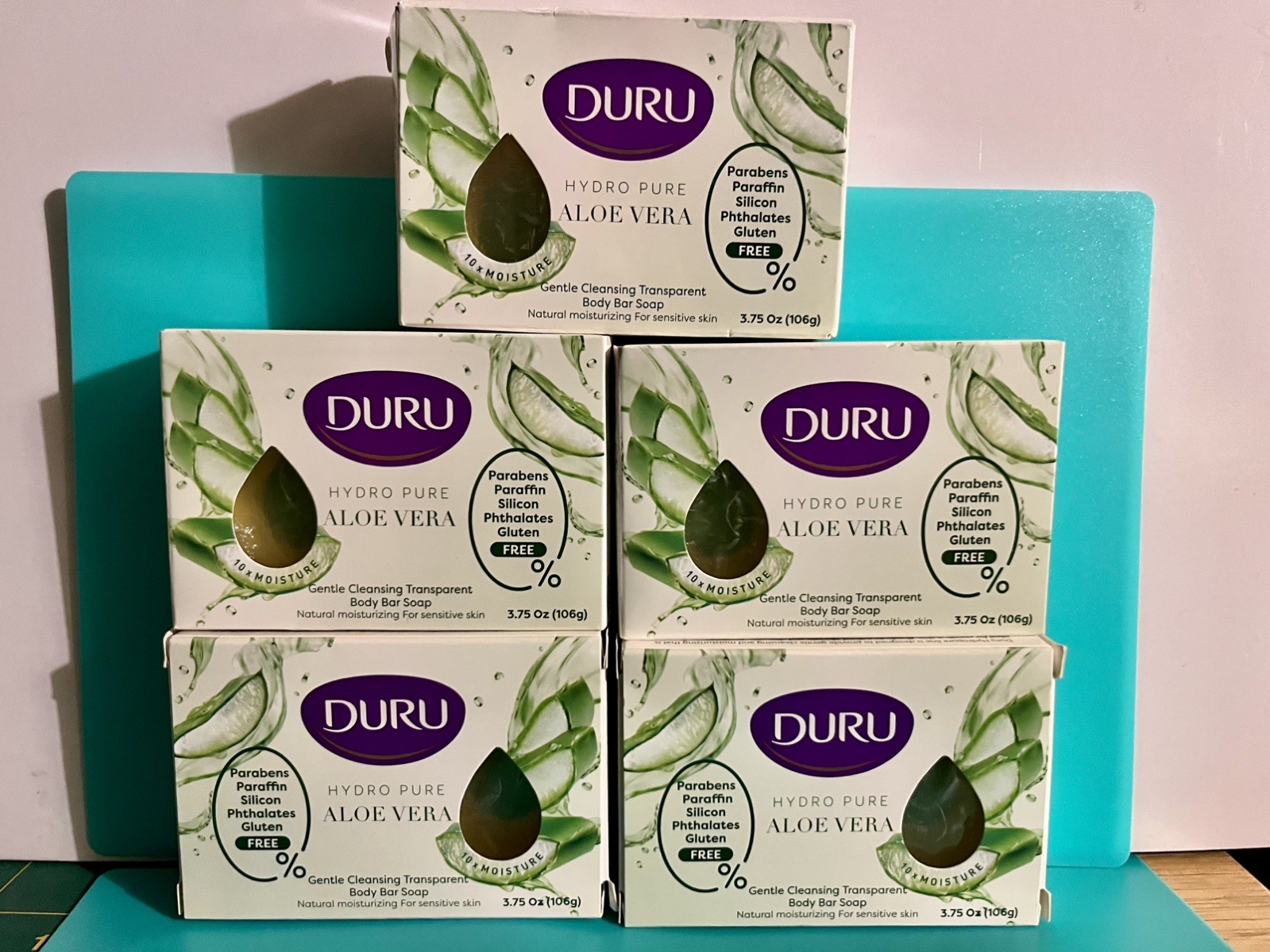5 X DURU ALOE VERA Hydro Pure Glycerin Gentle Cleansing Body Bar Soap 3.75oz Ea.