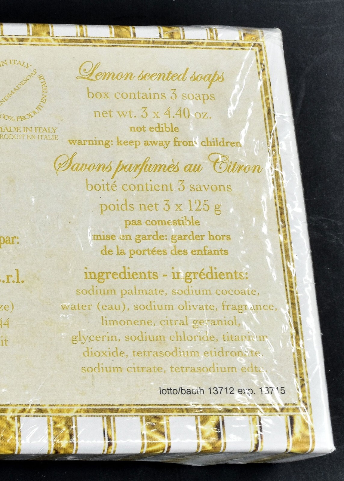 Saponificio Artigianale Fiorentino Lemon Soaps 3 Bars 4.40 Ounces Each