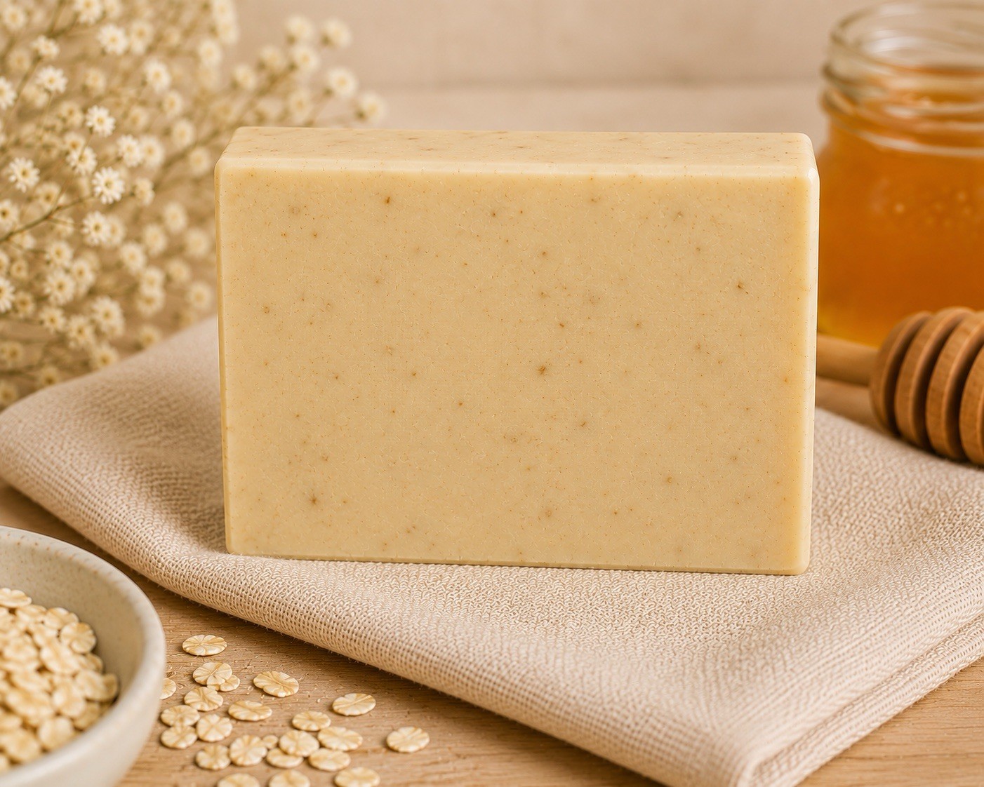 Handmade Soap Oatmeal & Honey Honeycomb Body Bar Rectangular Beige Regular
