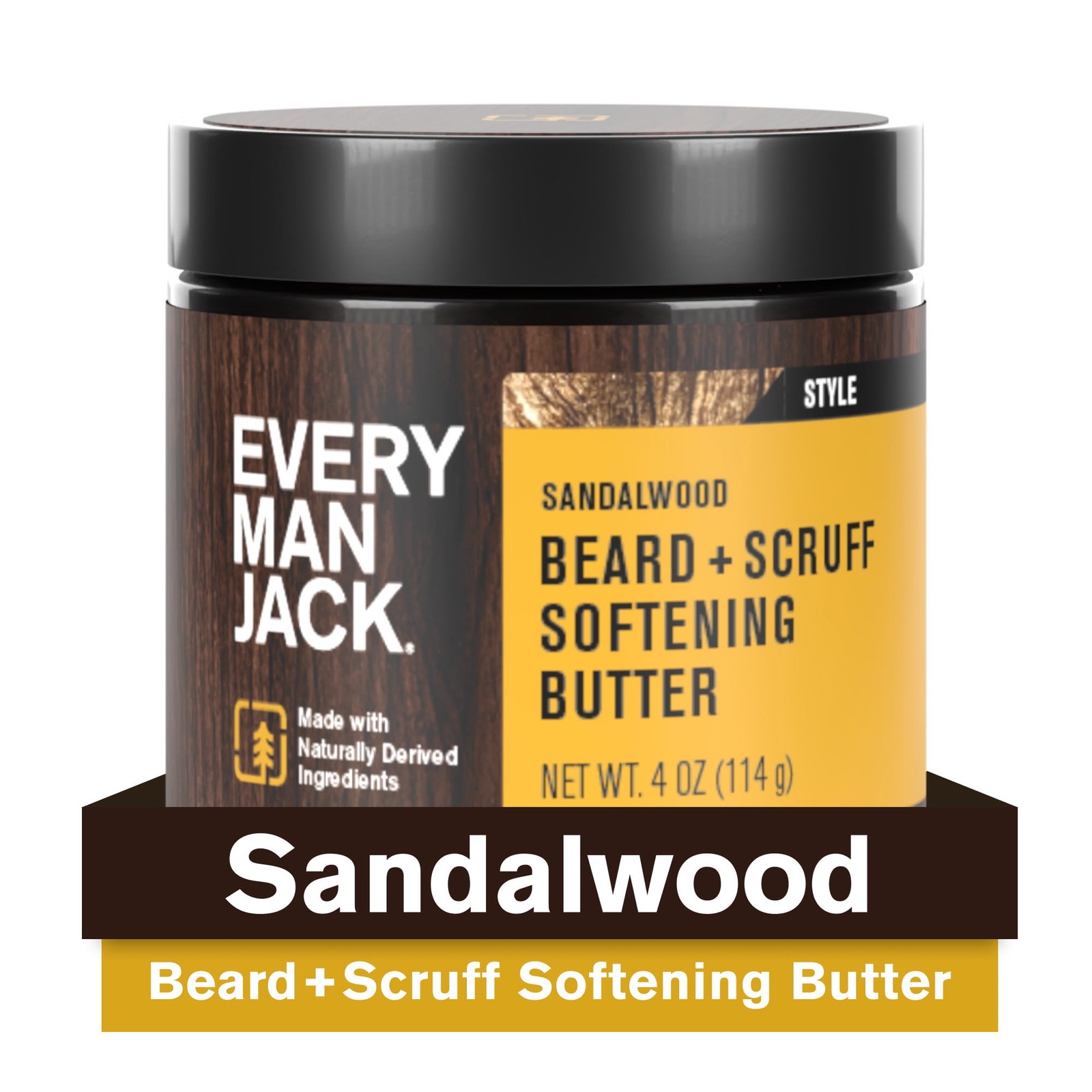 Hydrating Beard and Scruff Softening Butter for Men with Sandalwood 4 oz