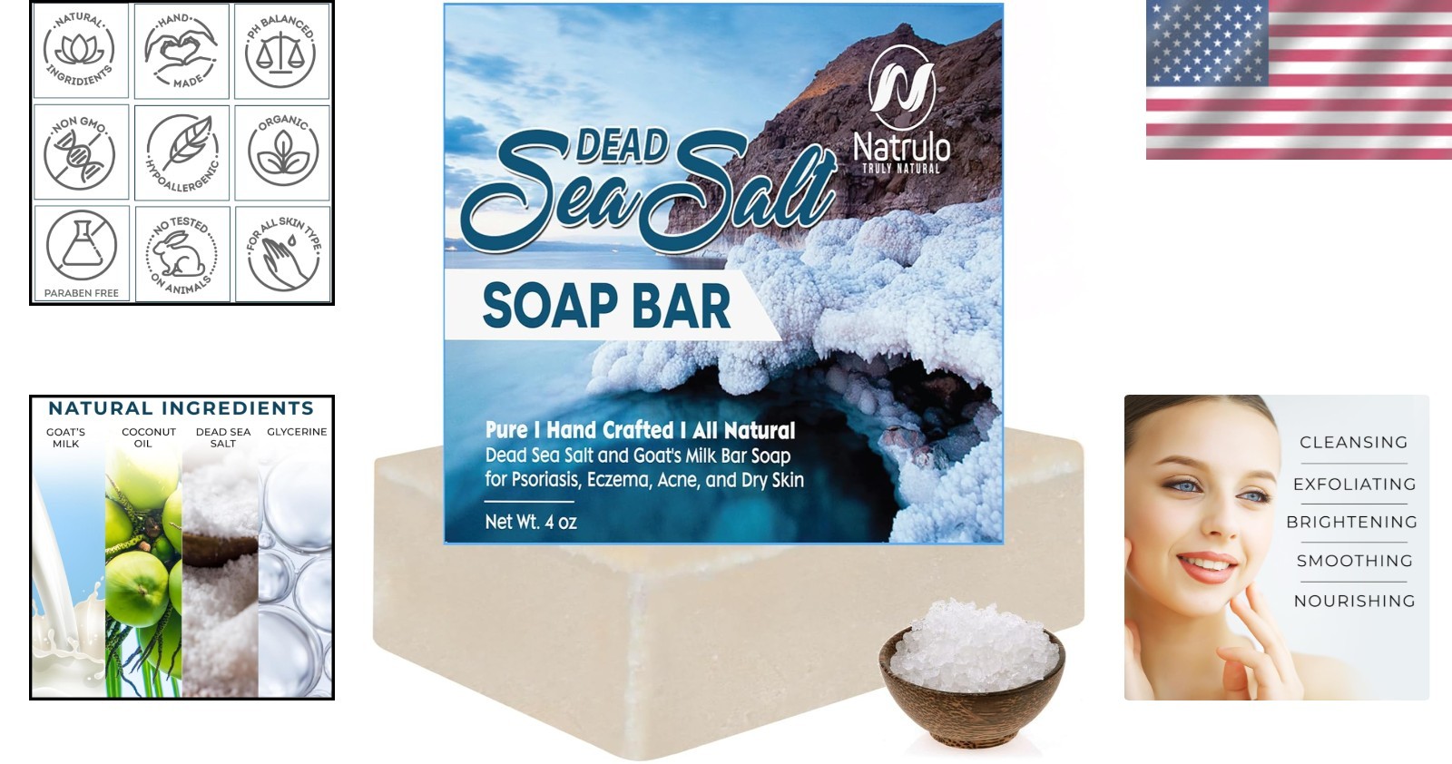 Artisanal 4oz Dead Sea Salt and Goat’s Milk Soap for Acne & Skin Smoothing