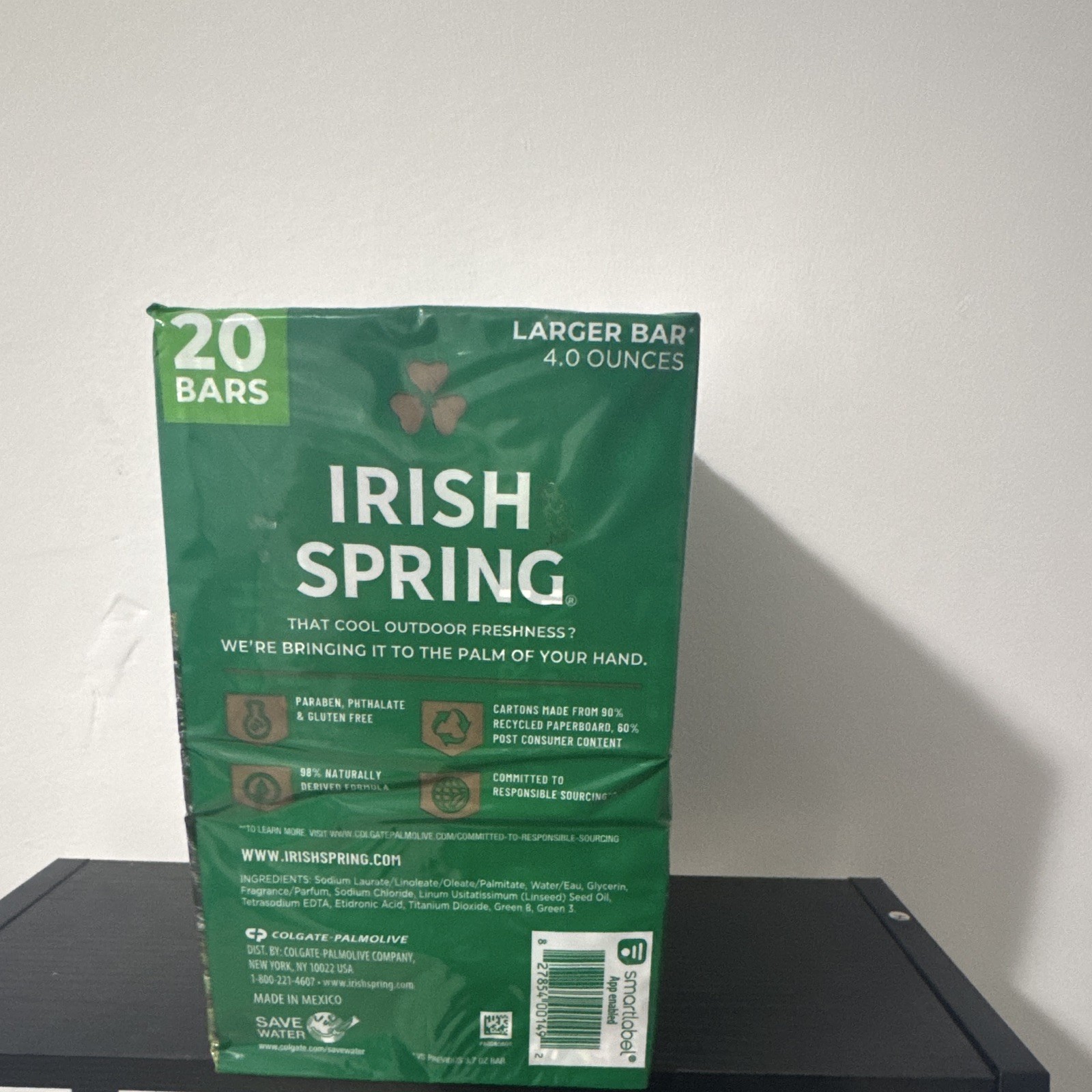 Irish Spring Original Deodorant Soap 20 Bars 4 oz Each, Paraben/Phthalate-Free