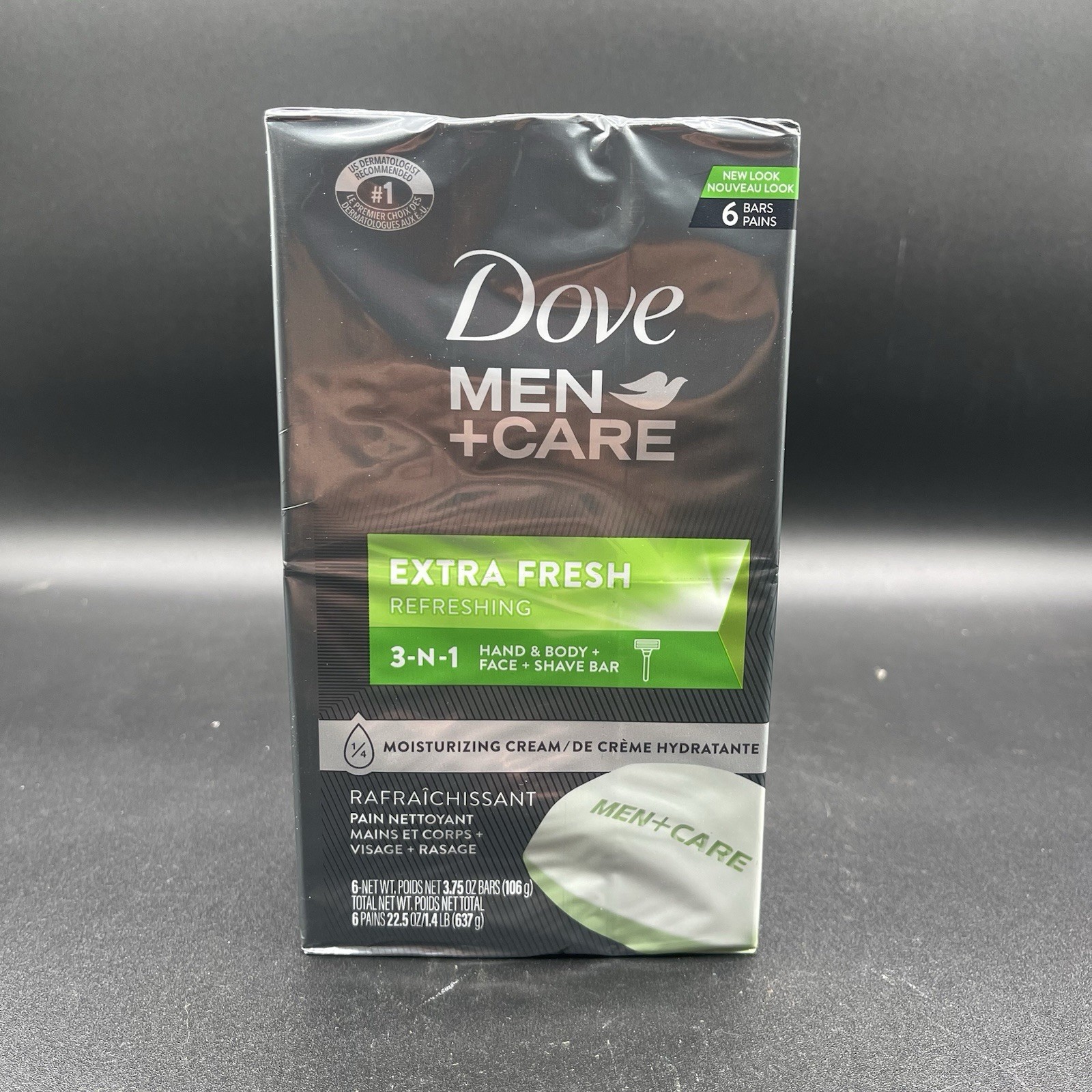 DOVE MEN + CARE EXTRA FRESH 3 in 1 Cleanser Body, Face, Shaving 3.75 oz 6 Bars