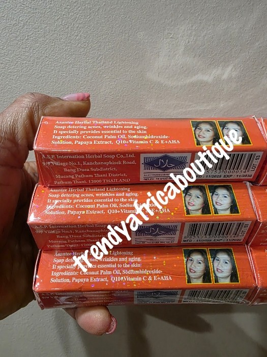 2pcs. ASANTEE Papaya & Honey Soap. Thai Herbal Lightening Soap 125g X 2