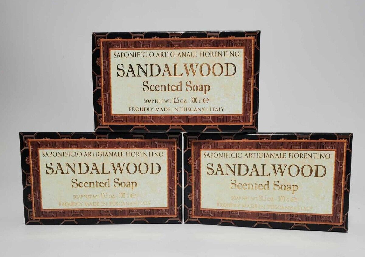 Saponifico (Lot of 3) Hand Made Tuscan Bath Soap SANDALWOOD 10.5 oz Italy -NEW