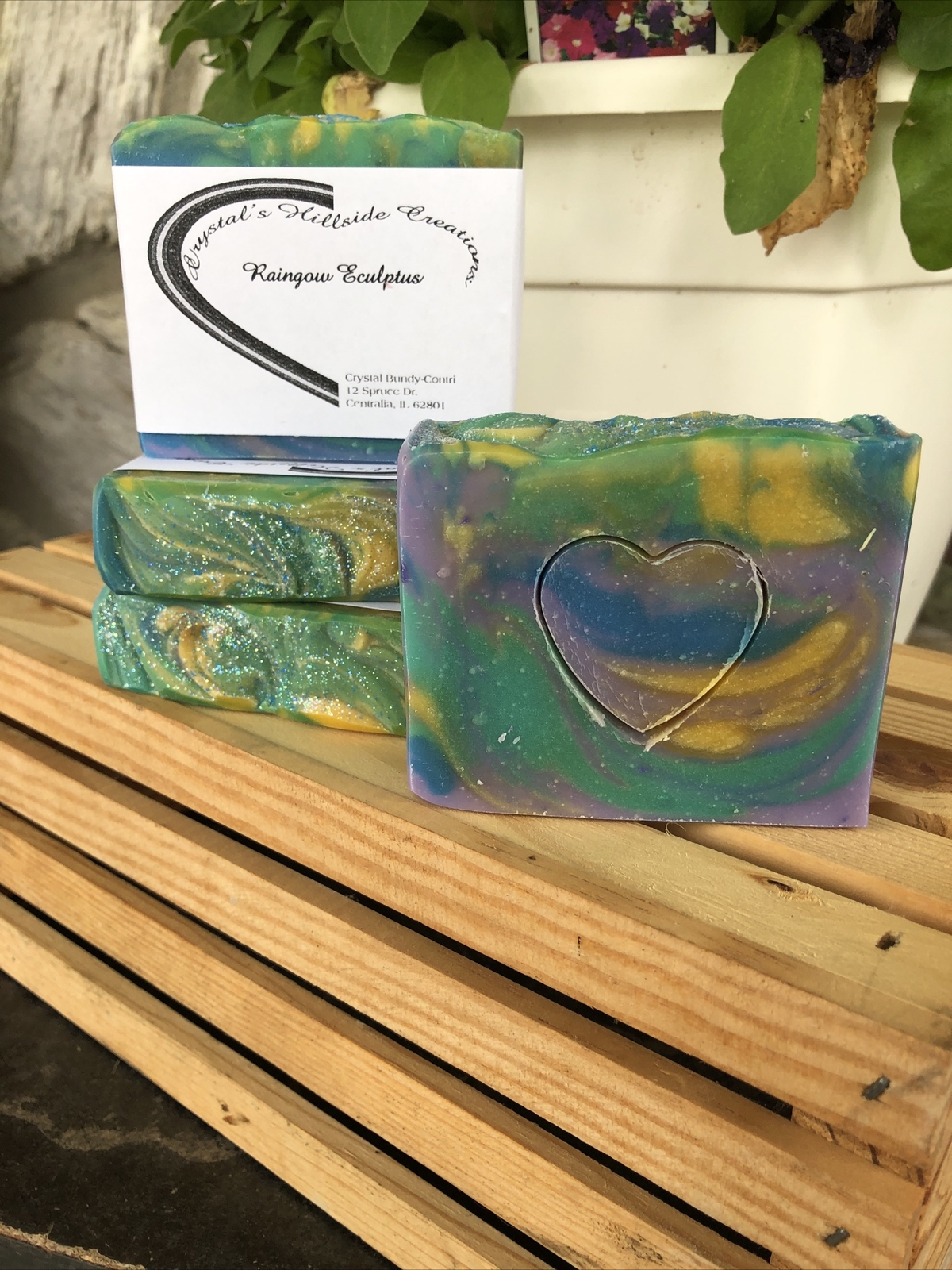 rainbow eculptus goats milk soap