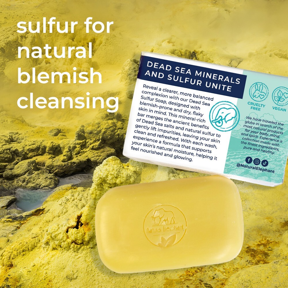 Natural Elephant Dead Sea Sulfur Soap 4.4 oz (125 g) Pack of 10