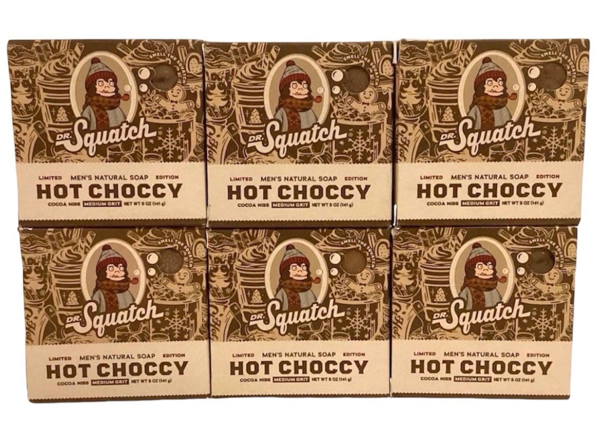 6 PACK Dr. Squatch Hot Choccy Mens Natural Bar Soap Limited Edition Holiday 5 oz