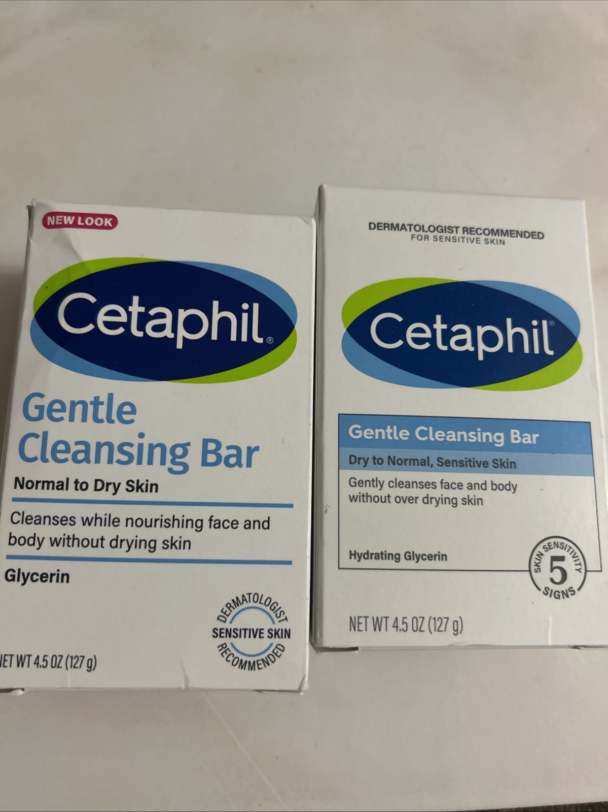 2 Cetaphil Gentle Cleansing Bar Dry to Normal, Sensitive Skin 4.5 oz.