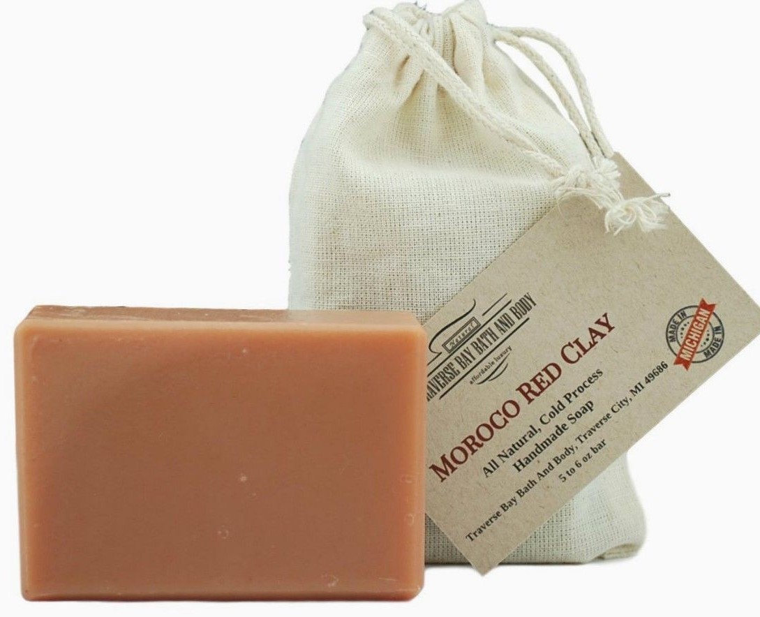 Moroccan Red Clay, all natural handmade soap, Cold process, Large 5.5-6 oz