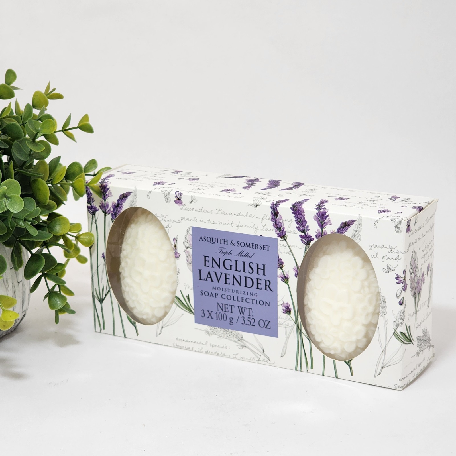 Asquith & Somerset English Lavender Soap Bar Collection Set 3 x 3.52 oz Each
