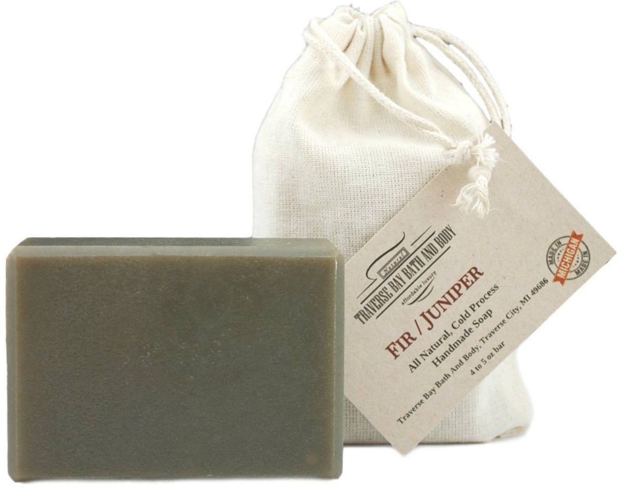 Fir and Juniper with green clay, all natural soap, Cold process,Large 5.5-6 oz