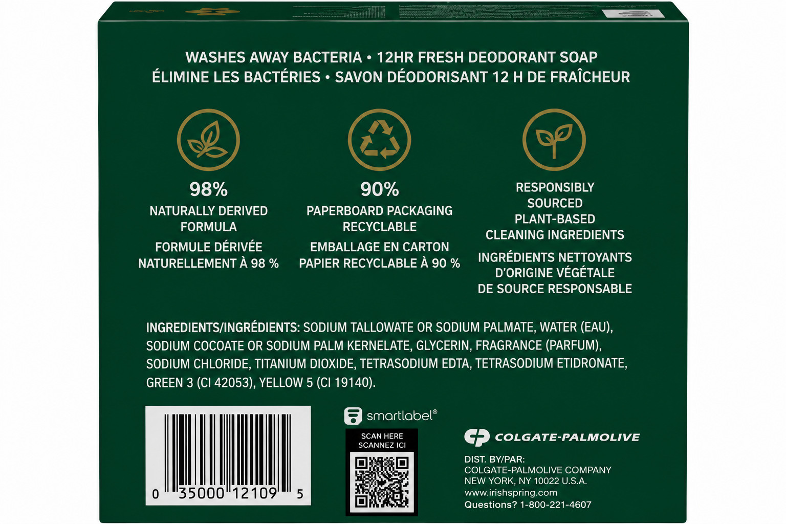 Irish Spring Original Deodorant Soap Bars 8 Pack 3.7 oz Each 12HR Fresh New