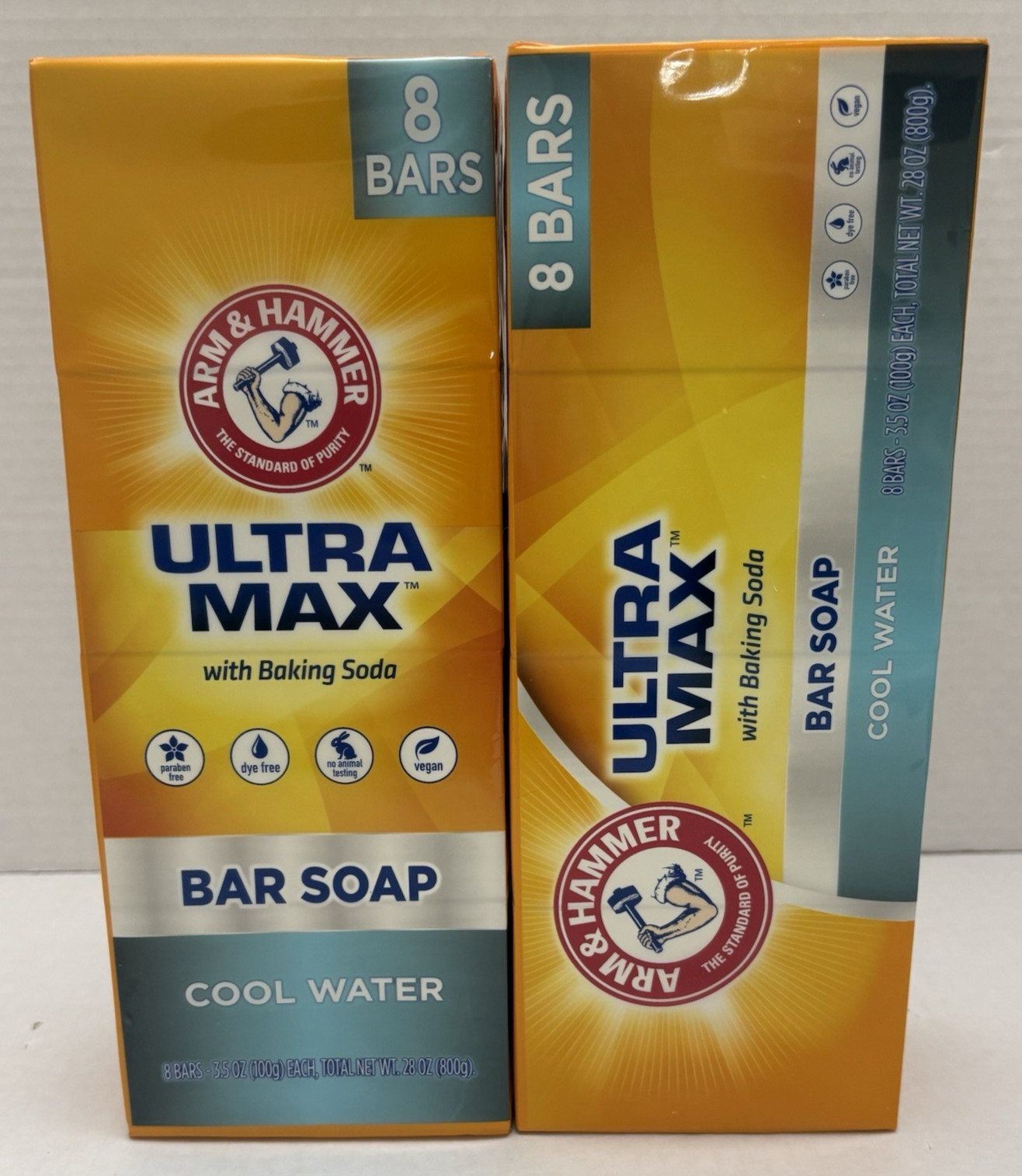 Two Arm & Hammer Ultra Max Bar Soap Cool Water 8 Pack 3.5 oz each *NEW-Sealed*