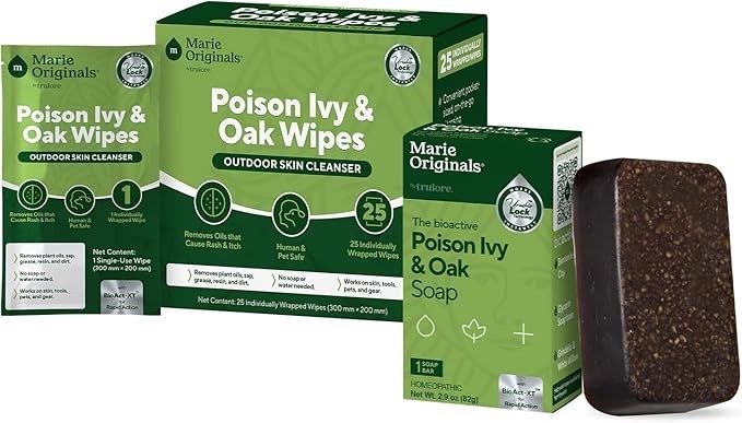 Marie Originals Poison Ivy & Oak Soap Bar, 2.9 oz + 25 Outdoor Wipes Bundle