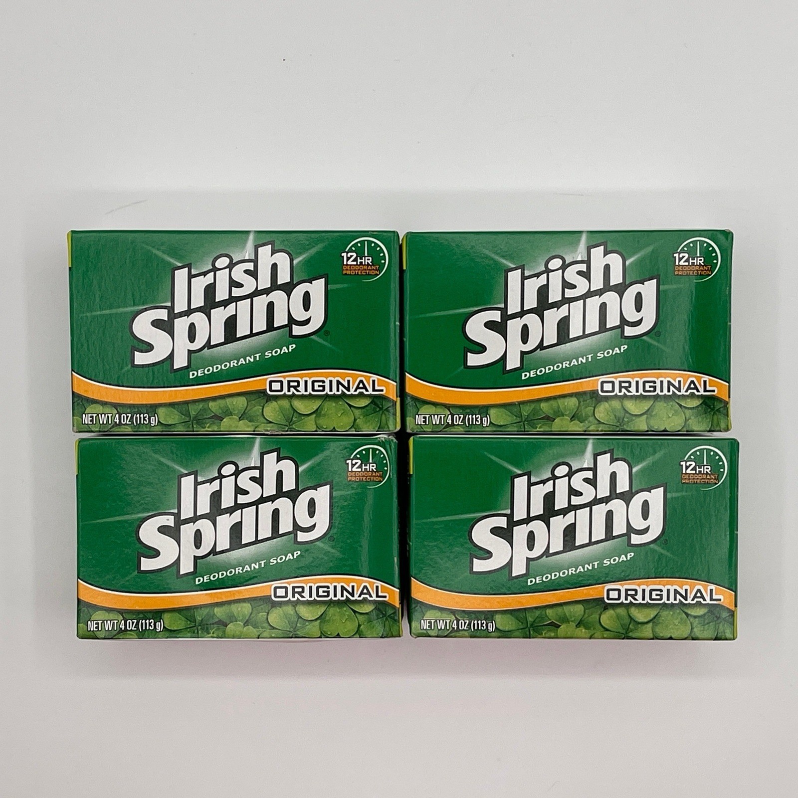 Irish Spring Original Deodorant Soap 4oz Bars Lot of 4 Bath Size Fresh Scent