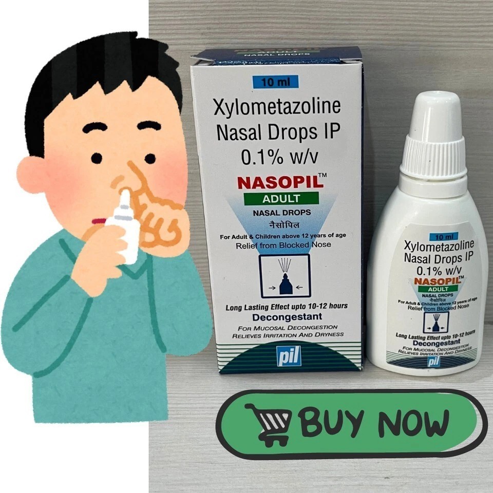 10X Nasopil Xylometazoline 0.1 Blocked Nose Relief for adult 10ml fast Ship u235