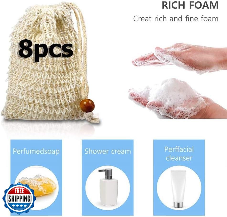 Sopurrrdy 8 Pcs Natural Sisal Soap Saver Bag for Soap Bar Organic Soaps Pouch