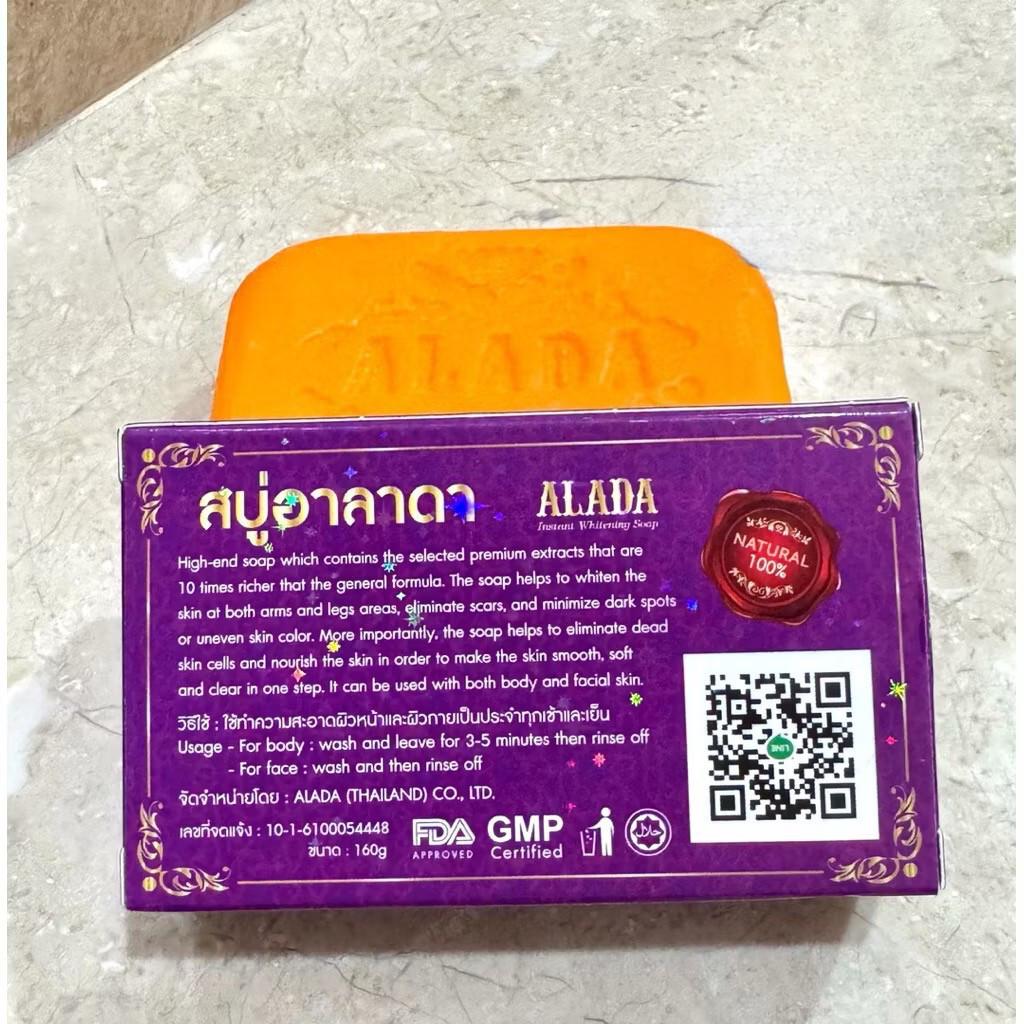 2x ALADA Soap Natural Instant Whitening Premium 10x Richer Formula Face Body160g