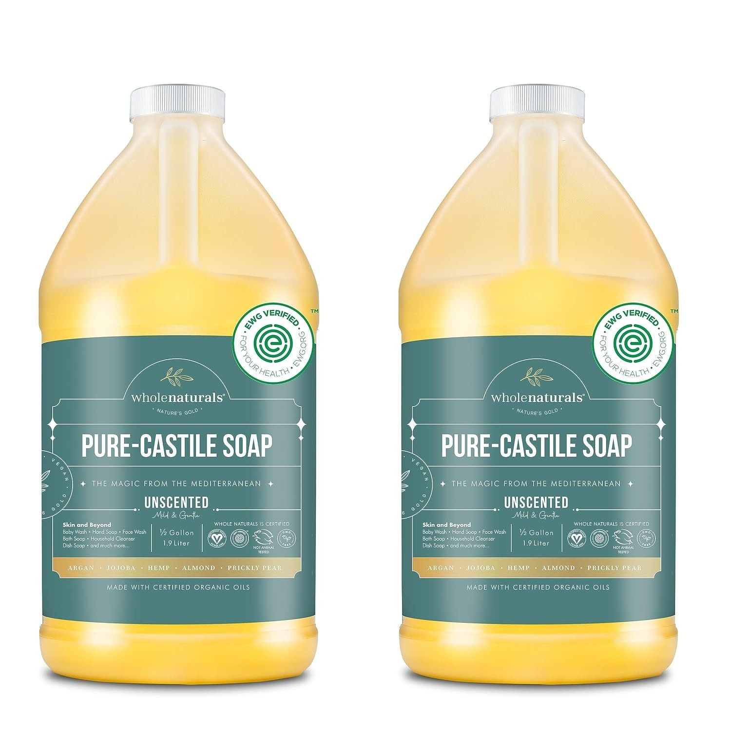 Natural Unscented Castile Soap – 128oz Total | , Cruelty-Free, Eco-Friendly
