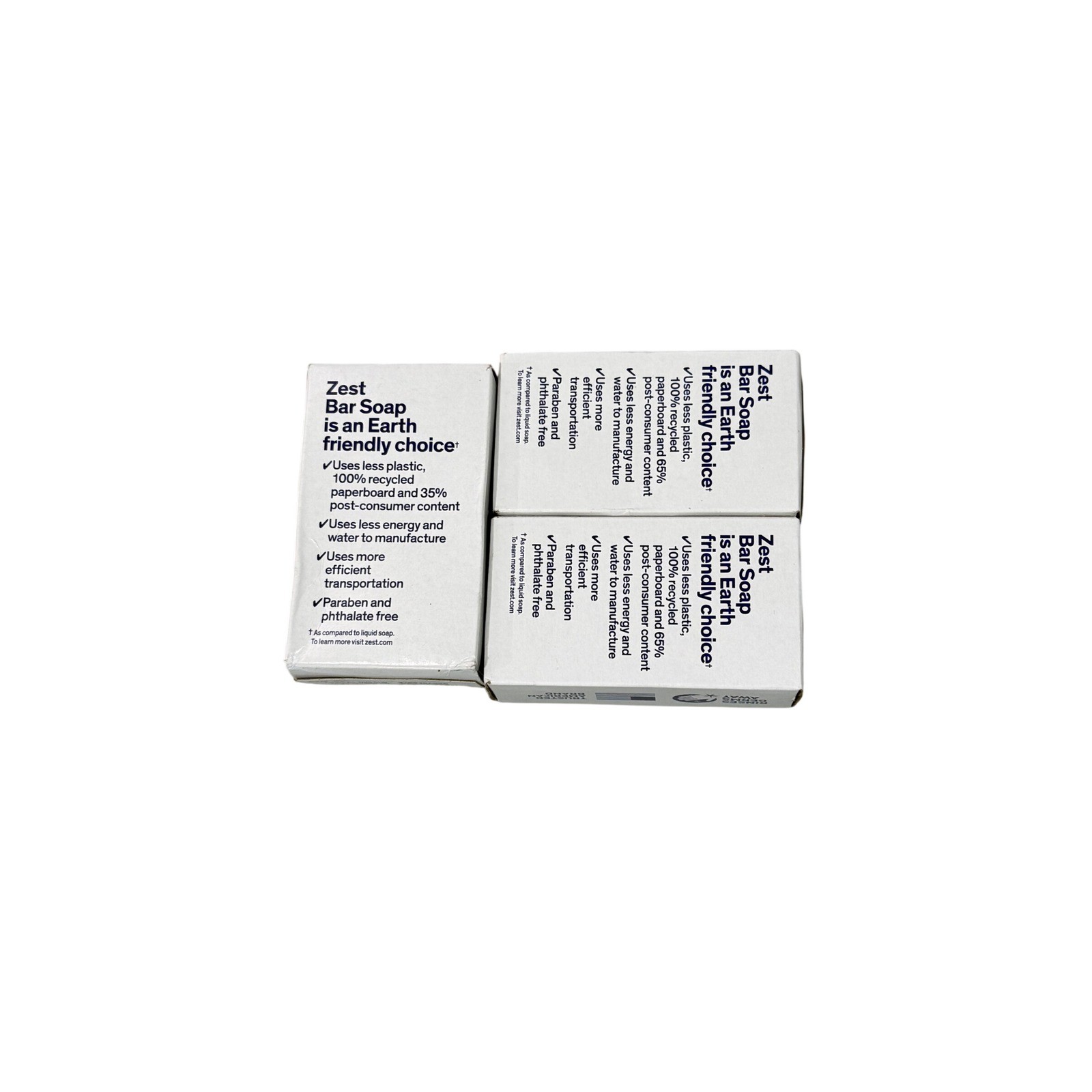 Zest Fully Clean Bar Soap Lot of 3 Paraben Free 4oz and 3.2oz Bars White
