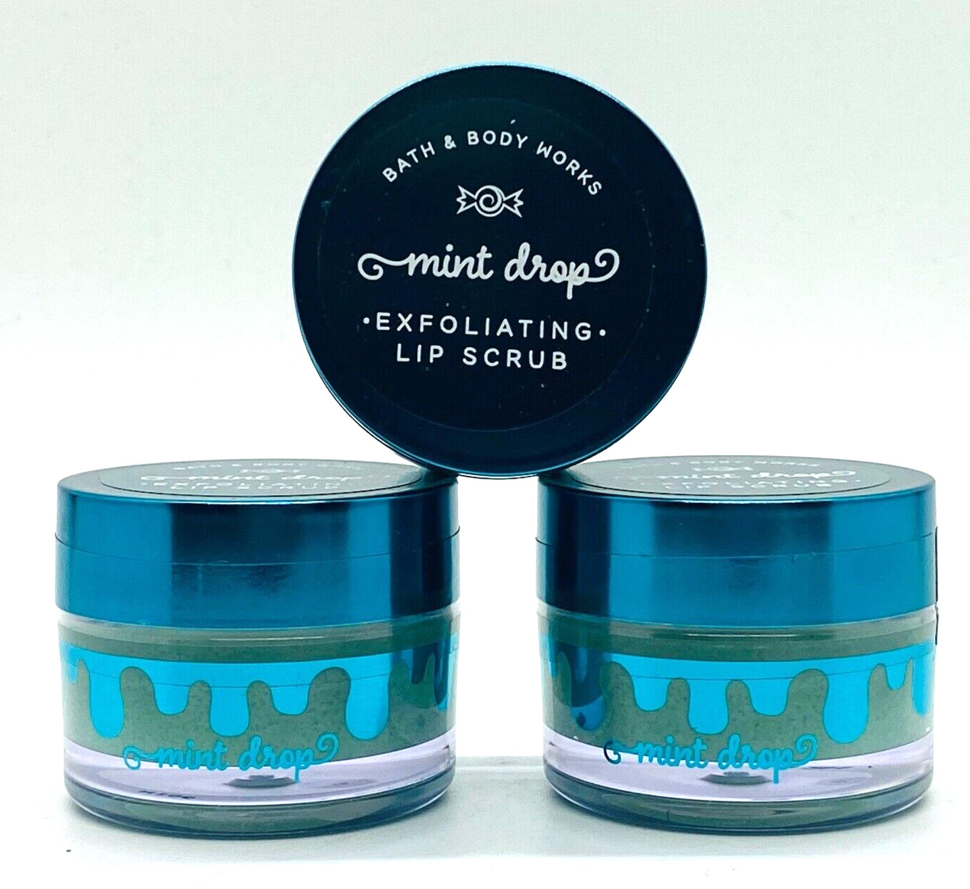 3-Pack Bath & Body Works MINT DROP Exfoliating Lip Scrub 0.5 oz/15 g Each