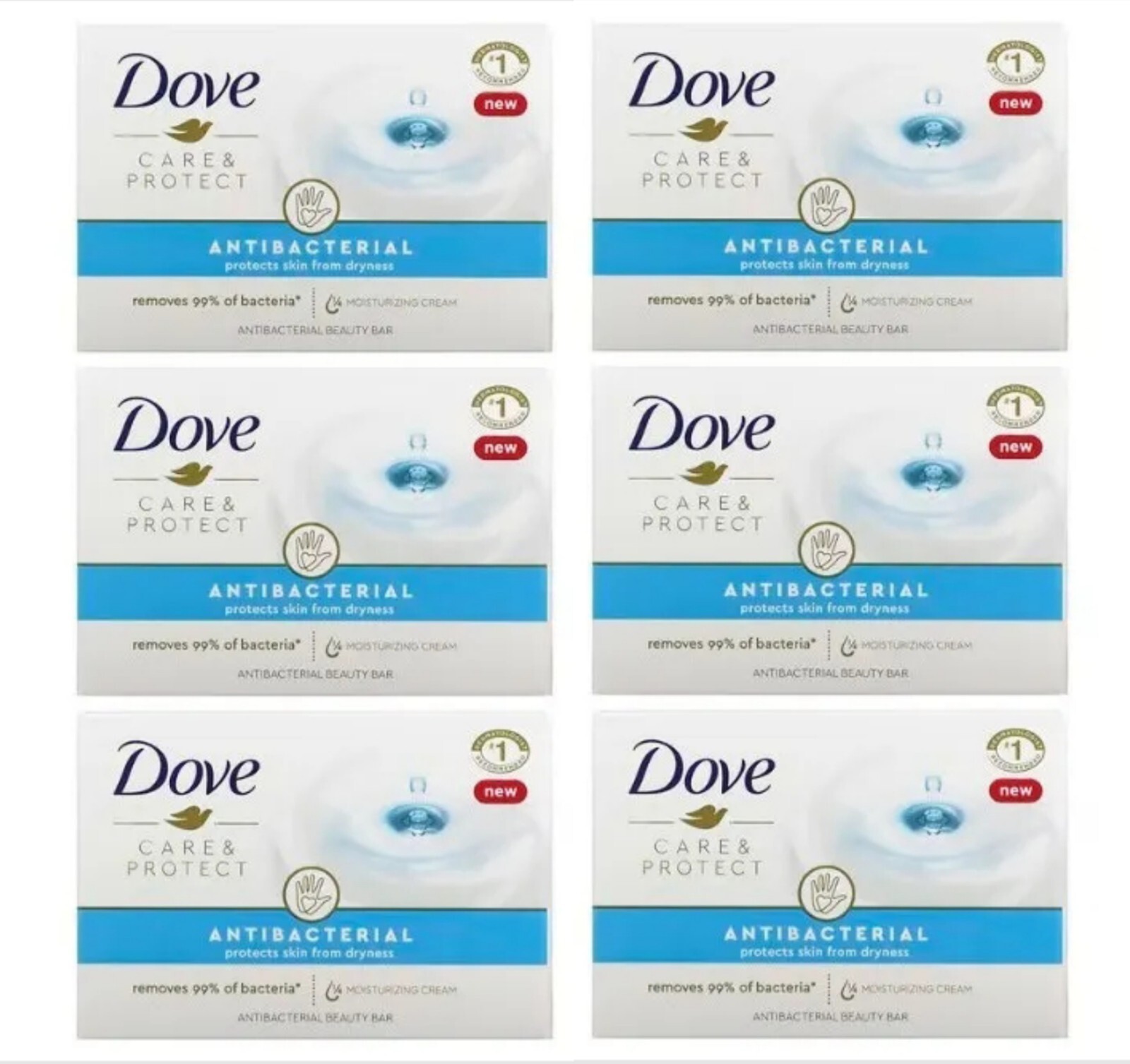 NEW! DOVE (6-BARS) 3.17 Oz. Bars ●ANTIBACTERIAL● Beauty Cream Bars Care/Protect.