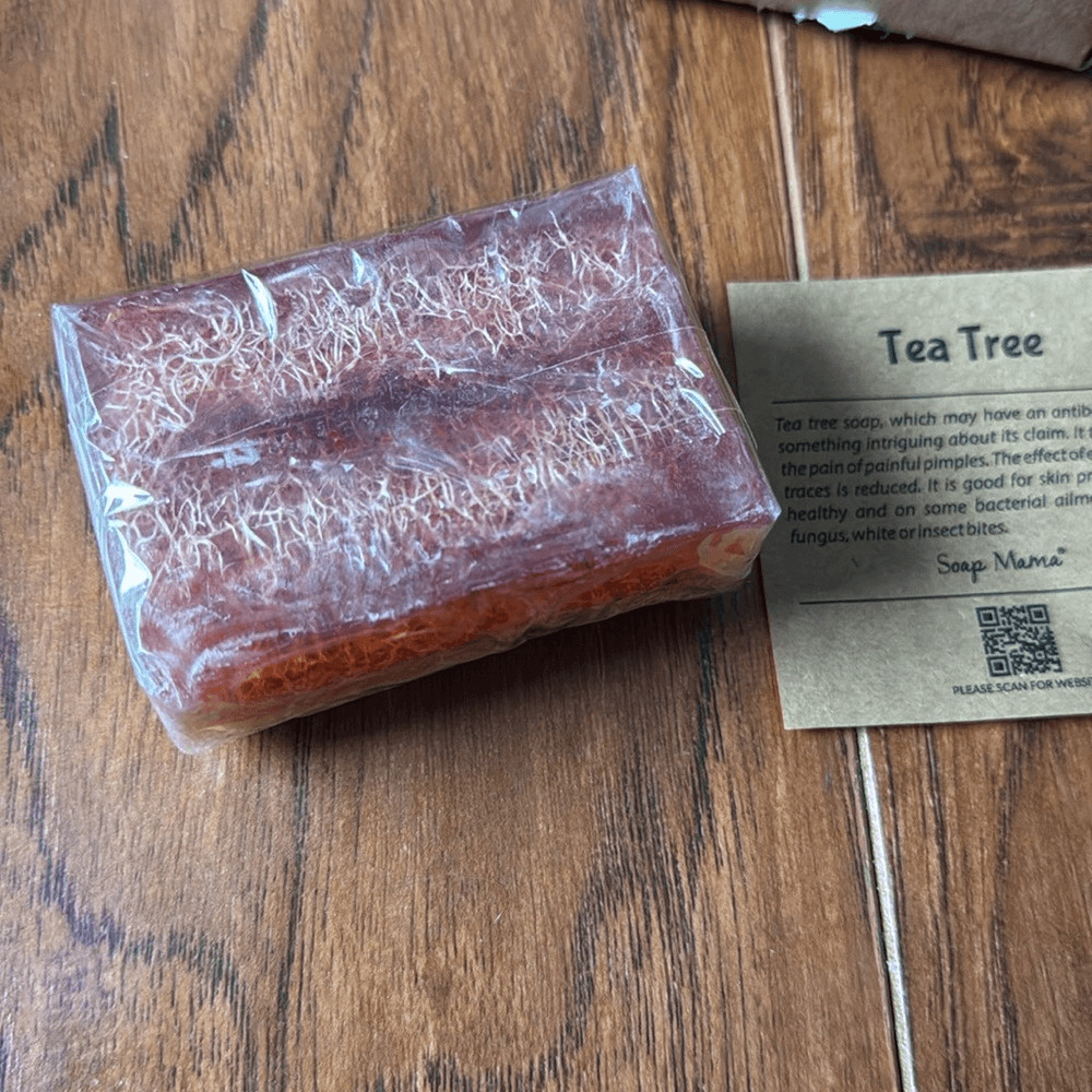 Soap Mama 100% Organic Red Tea Tree Loofah Soap Bar Natural Exfoliating Body