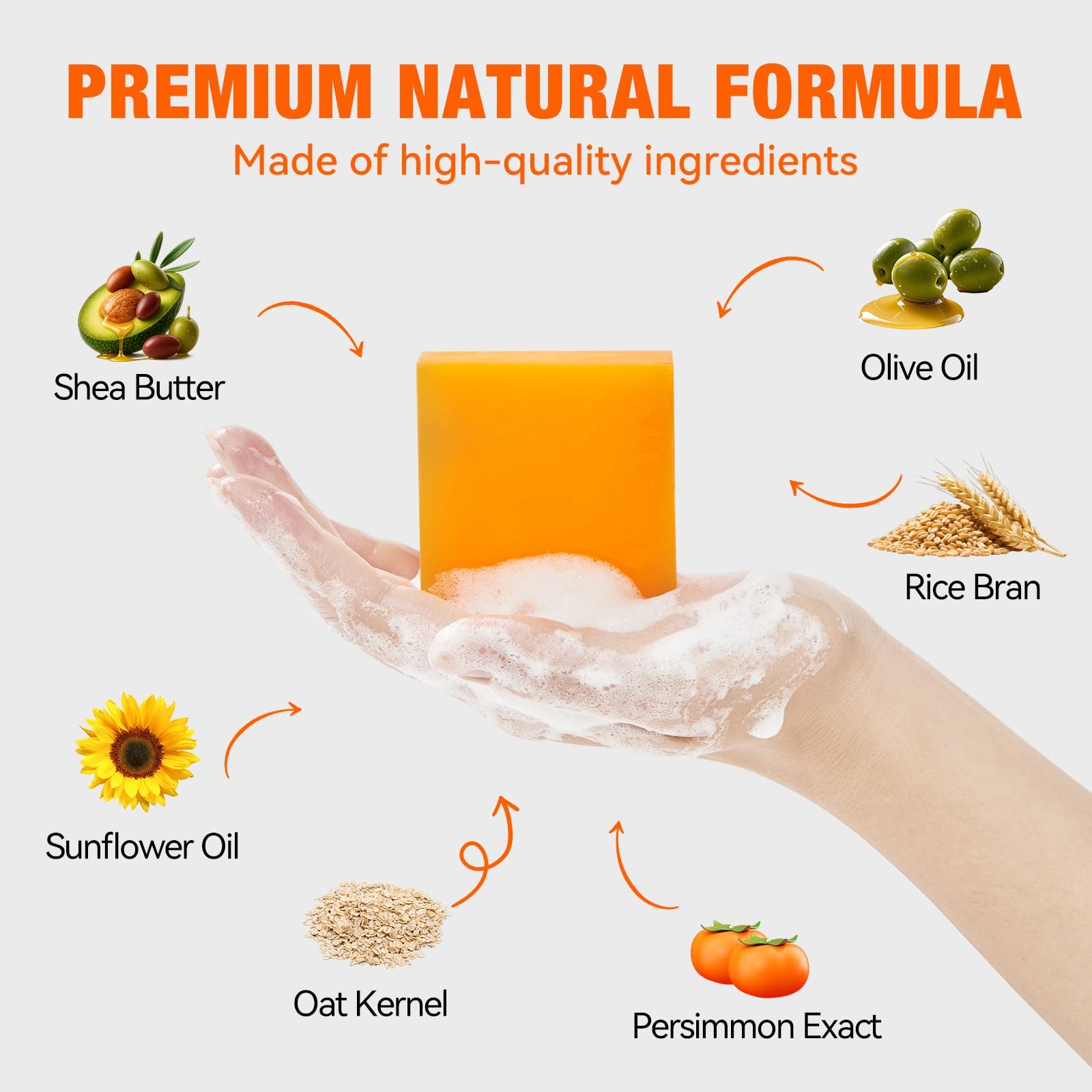 Persimmon Soap Bar – Natural Deodorant for Body Odor Control, Organic Wash