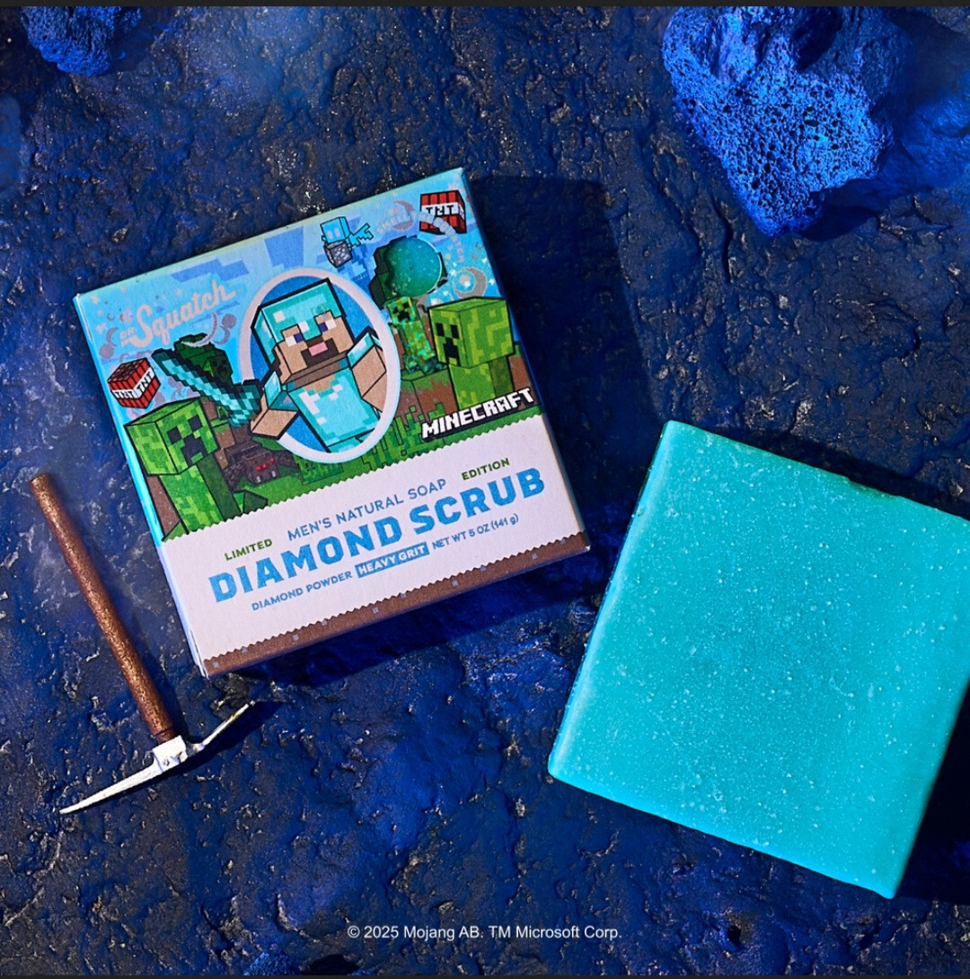 Dr. Squatch Ltd Ed. Bar Minecraft Soap Diamond Scrub Heavy Grit 5oz