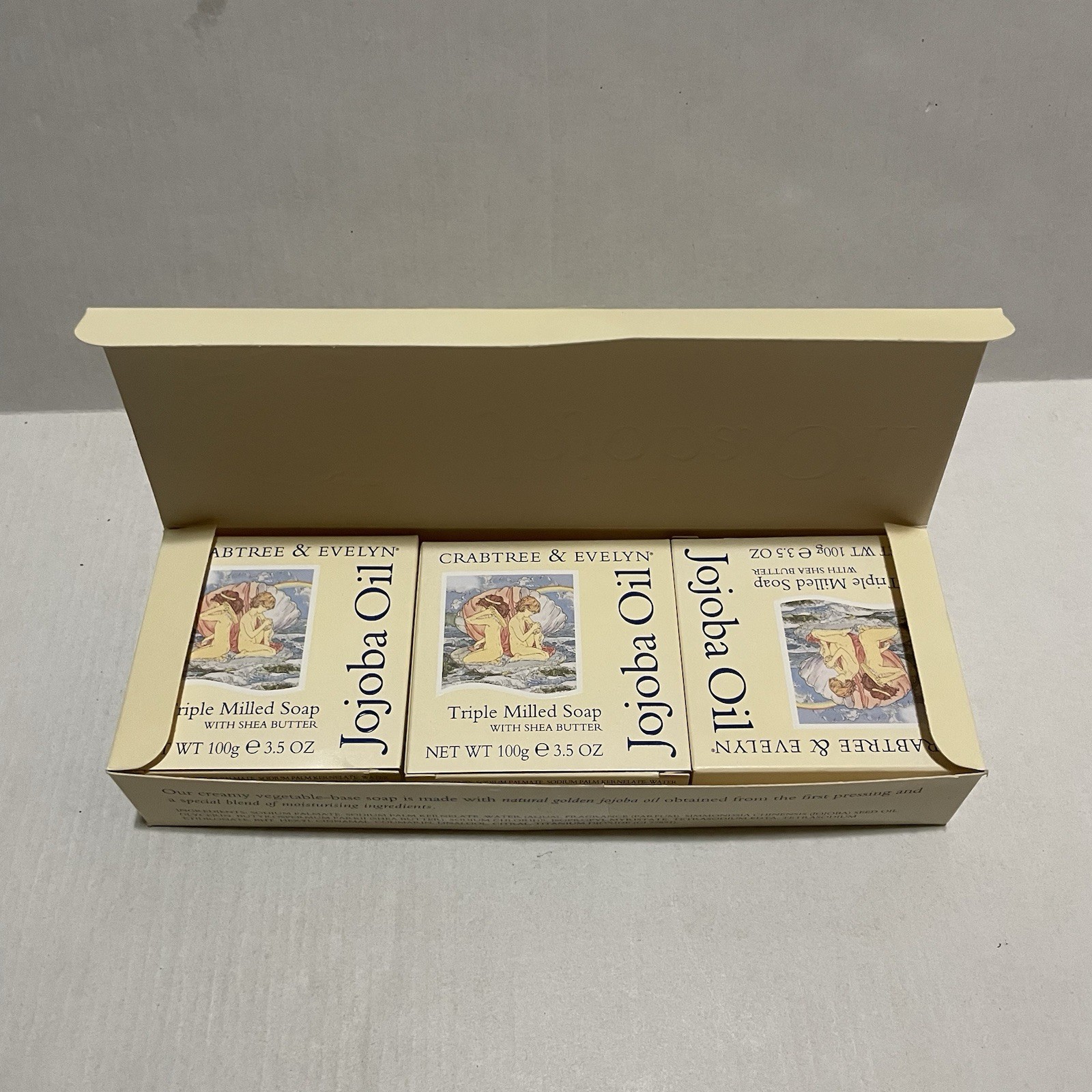 Crabtree & Evelyn Jojoba Oil 3.5oz. Triple-Milled Soap w Shea Butter (Pack of 3)