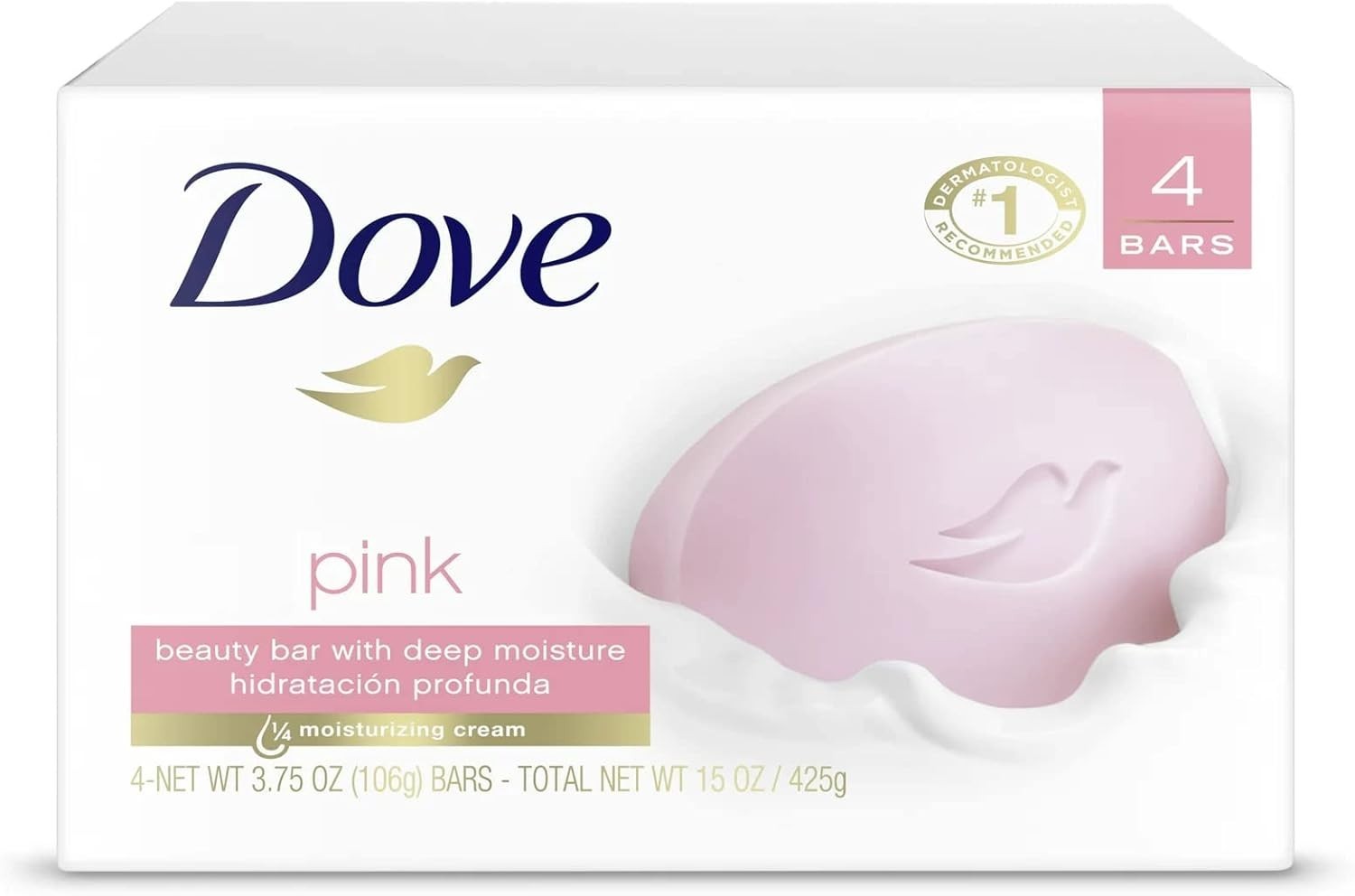 Dove Pink Beauty Bar Soap 4 Pack 100g Moisturizing Cream Gentle Skin Care NEW
