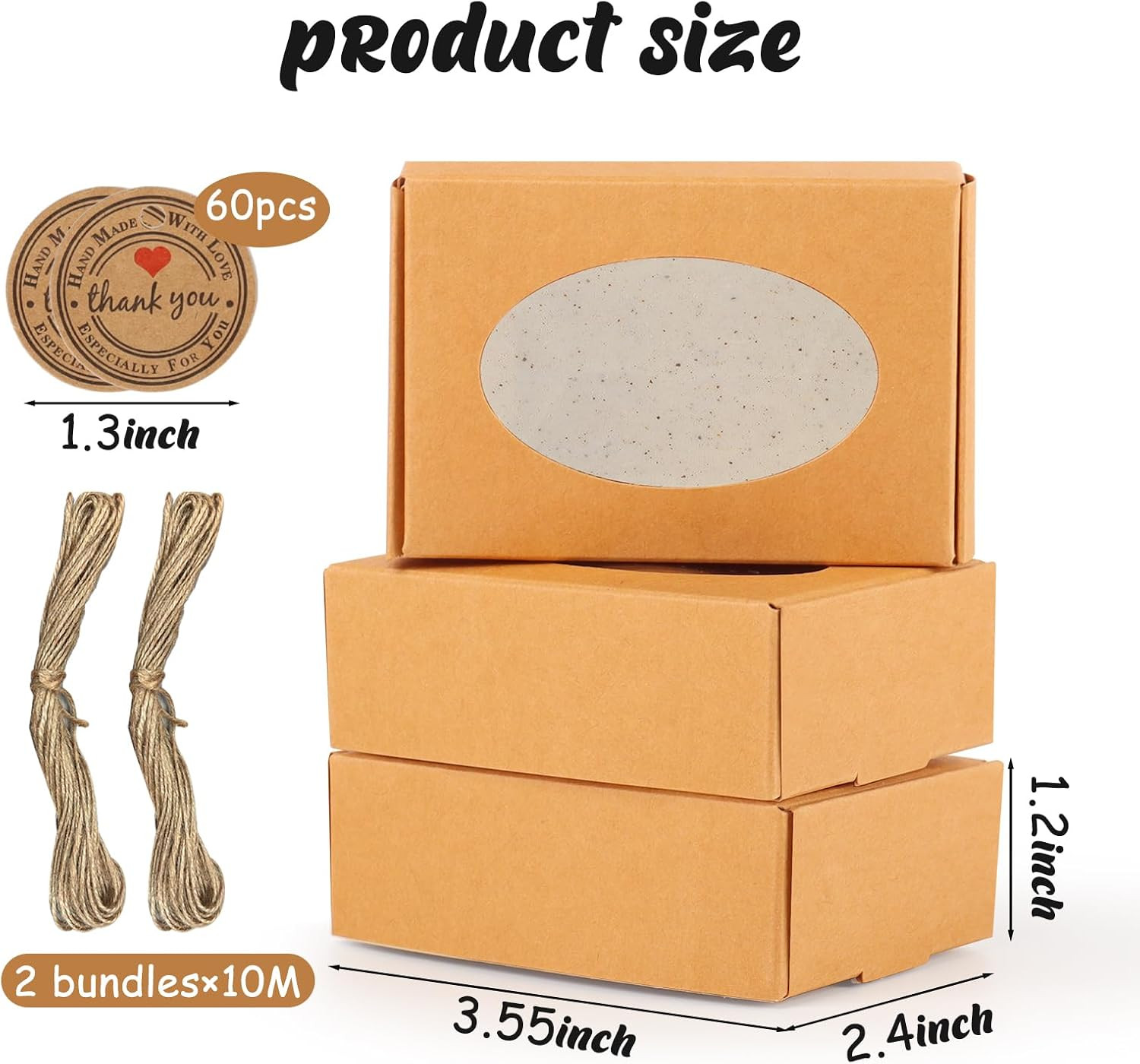 60 PCS Soap Boxes for Homemade Soap 3.55 X 2.4 X 1.2 Inch Small Soap Packaging B