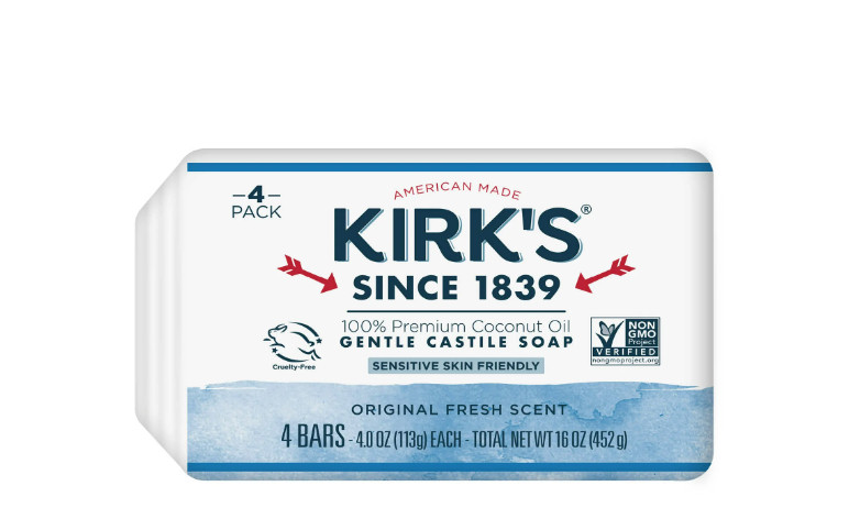 Kirk’S Original Fresh Scent Gentle Castile Soap 4 Ct Pack Hypoallergenic Vegan
