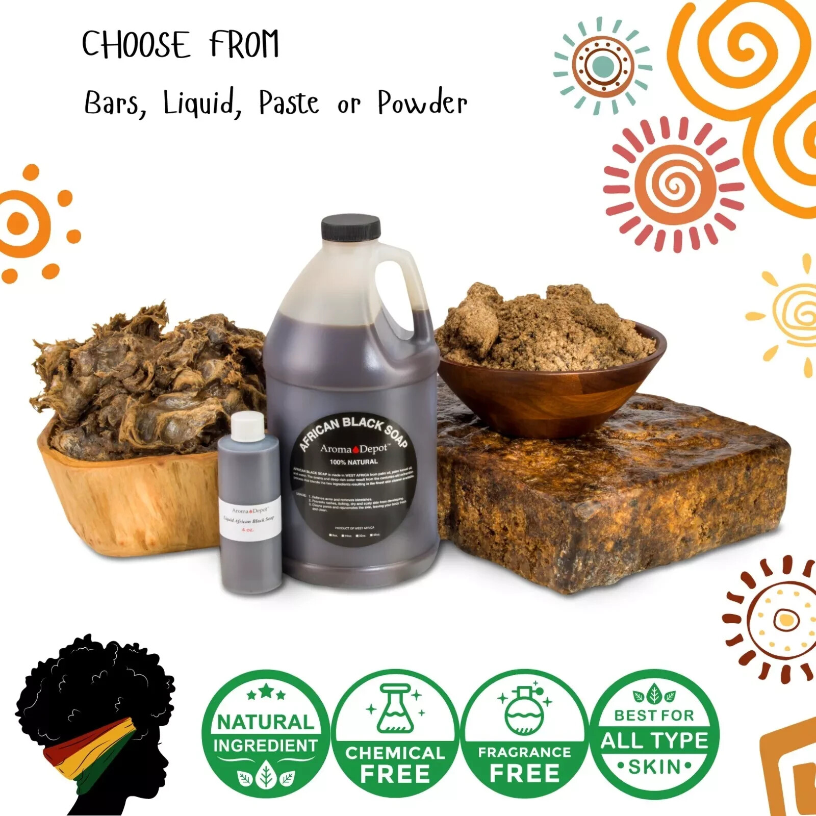 Raw African Black Soap Bar 2 oz. 100% Raw Organic Natural Unrefined Wholesale
